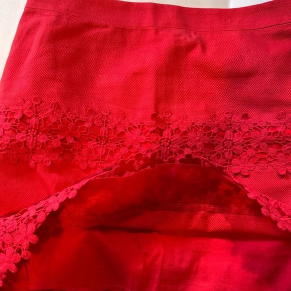 J Crew Bright Pink Daisy Crochet Overlay Mini Pencil Skirt Lined - Picture 9 of 9